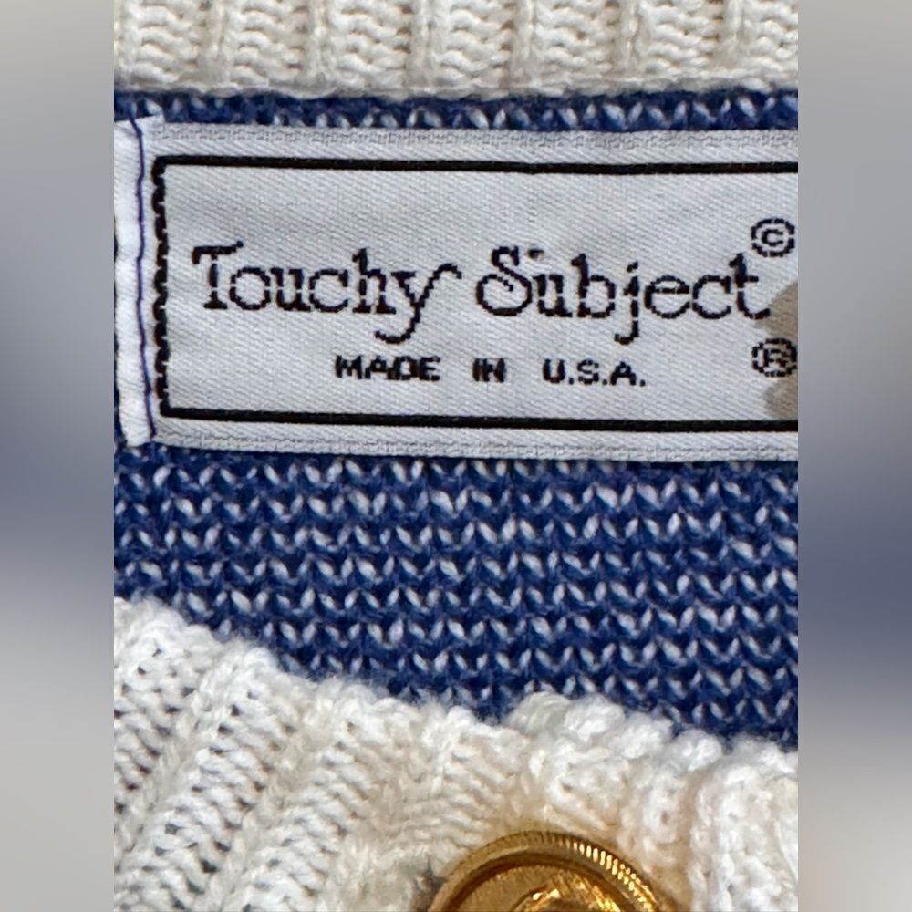 Vintage Touchy Subject Sailor Nautical Design Cardigan size‎ L - Picture 7 of 9